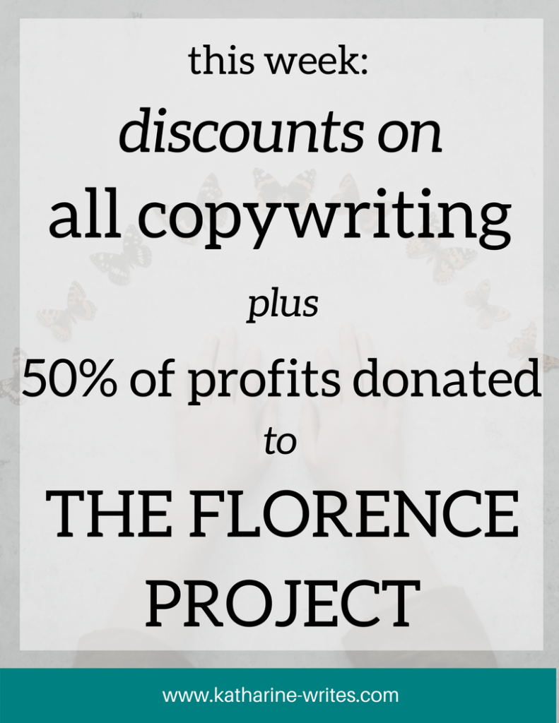 This week, I'm discounting all my services and donating 50% of every sale to The Florence Project. Because my son is safe with me, and I want every parent to be able to say the same. Let's do something good for your business and work to reunite separated families at the same time.